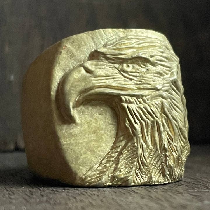 Stoic Bald Eagle Brass Ring for wholesale by Brooklyn Smithy