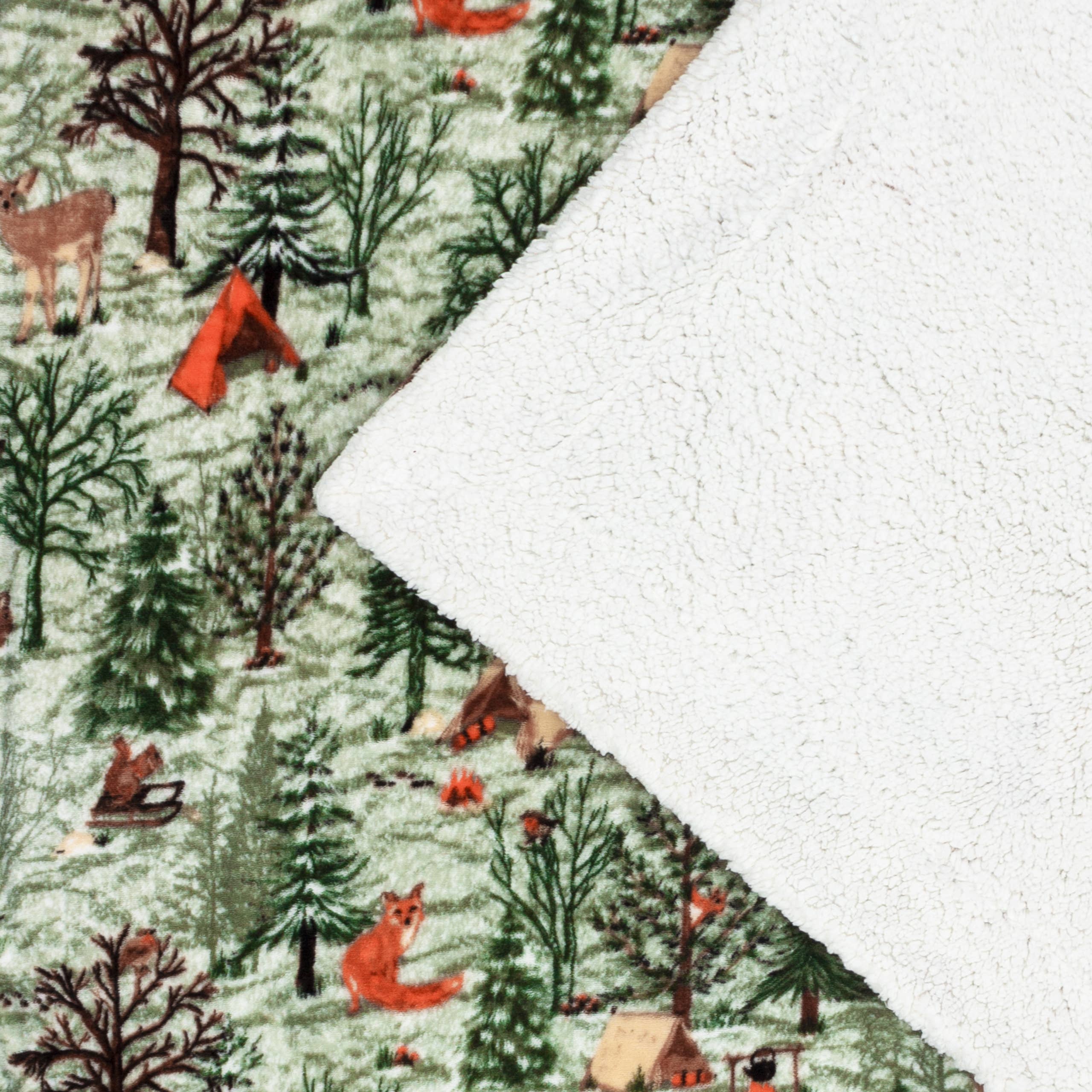 Lodge Wood Sherpa Fleece Throw Oak Green for wholesale on Faire6