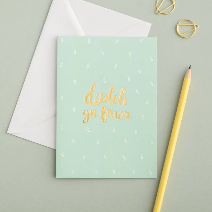 Thank you card 'Diolch yn fawr' for wholesale by Draenog