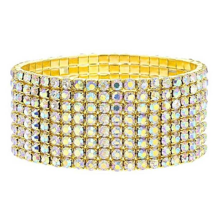 8 Row Strand Line Stretch Rhinestone Bracelet for wholesale by Diacly