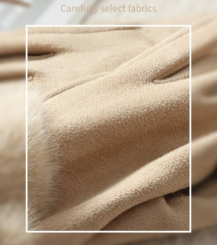 PEACH ACCESSORIES – Luvas - Mulher por atacado – Luvas de Camurça Sintética com Pormenor de Pêlo e Cinto HA3007