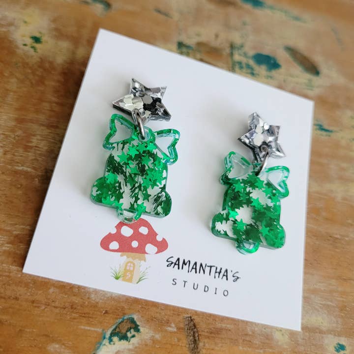 Samantha's Studio - Wholesale Dangle earrings - Bell Christmas Acrylic Dangles earrings