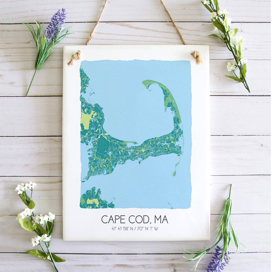 Sparks House Co. - Wholesale Sign - Cape Cod Massachusetts Map Tile Sign - Ceramic Tile Sign13