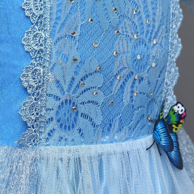 BLUE Solid Color Cinderella Girl's Puff Dress for wholesale on Faire10