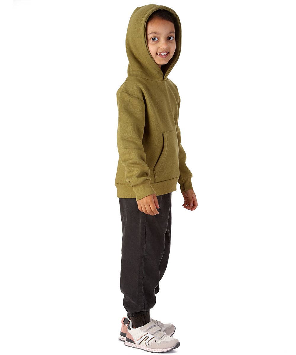 Trendy Toggs Kids Plain Overhead Olive Green Hoodie for wholesale on Faire2