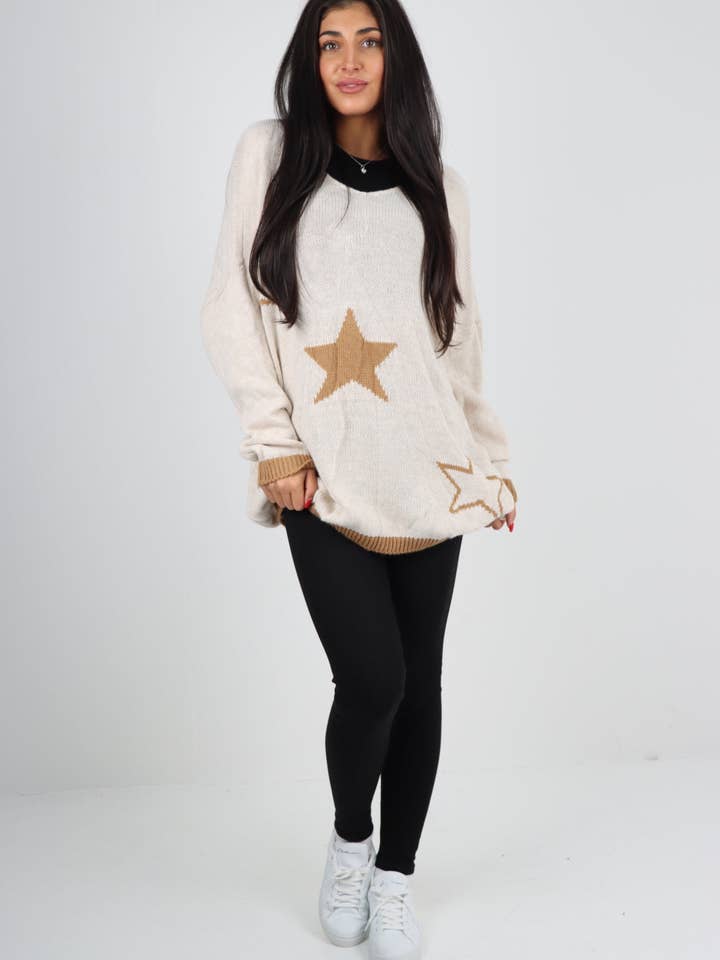 Miss Bold – wholesale Tunic sweater – Women’s – Italian Oversized Star Print Long Sleeve Jumper1