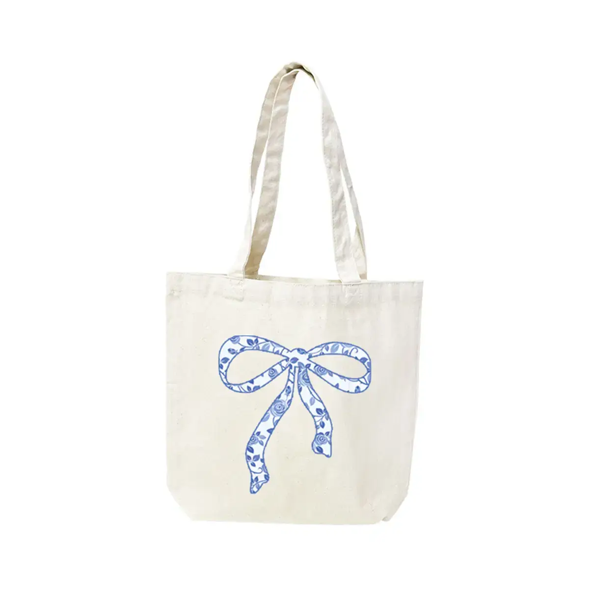 Viv&Lou – wholesale Tote bag – Women's – Blue Floral Bow Canvas Tote0