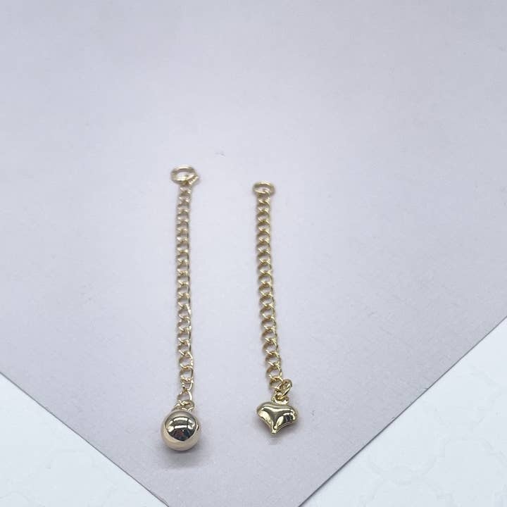18k GF Chubby Ball & Heart Extenders for Jewelry for wholesale by Milie