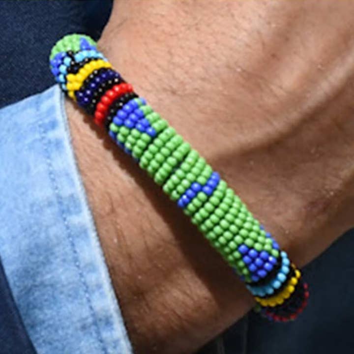 BRACELET MASAÏ VERT HAUT DE GAMME pour la vente par Hippie Crew