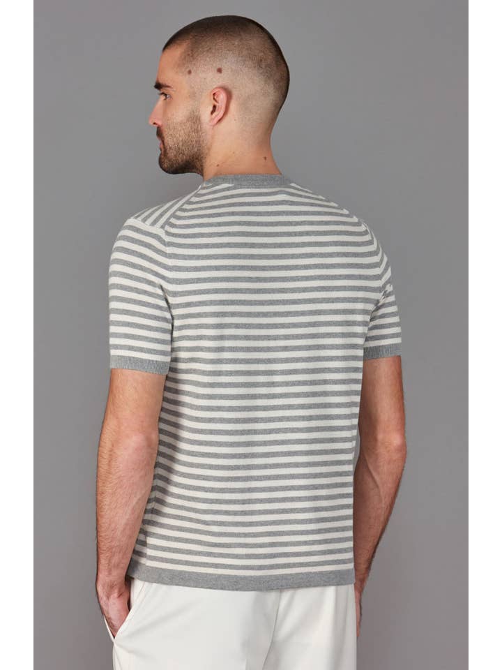 Paul James Knitwear – wholesale T-shirt – men's – Mens Ultra Fine Cotton Knitted Breton T-Shirt3