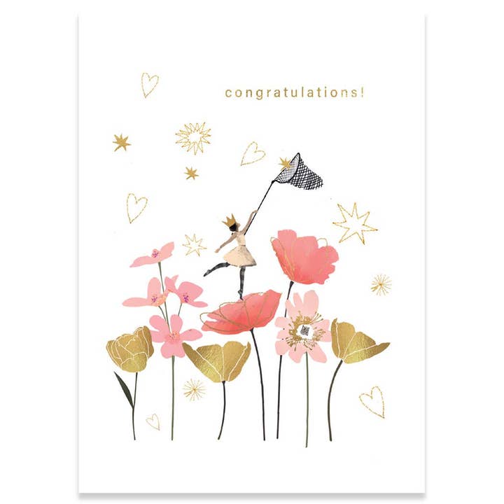 CATCHING STARS CONGRATULATIONS GREETING CARD 4.5 x 6.25" for wholesale by Calypso Cards LLC
