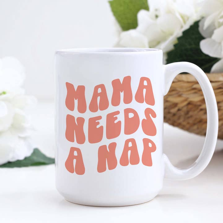15 oz Mama Needs a Nap Ceramic Coffee Mug, Mom Coffee Mug for wholesale by Amber Marie Design