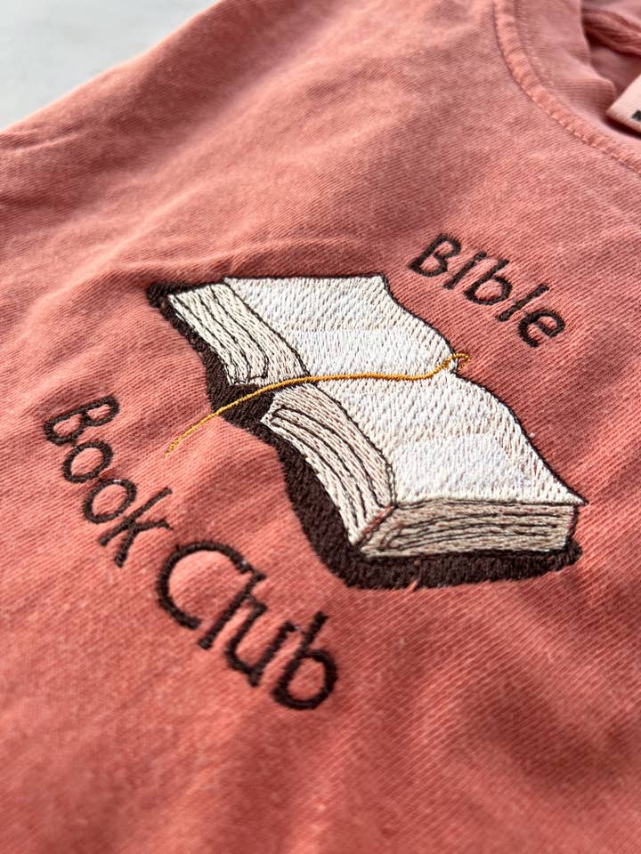 Bible Book Club Embroidery Faith Based Tee Christian Catholic Tshirts for wholesale by Fashion Within Boutique