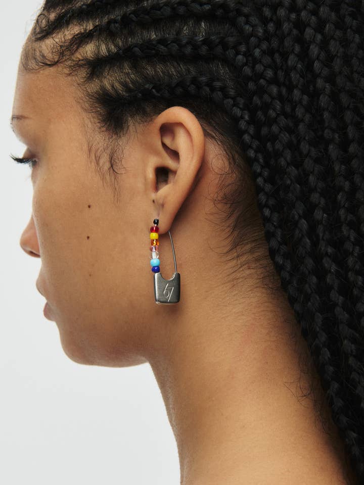 Beaded Safety Pin Earring for wholesale by 67Jewelry