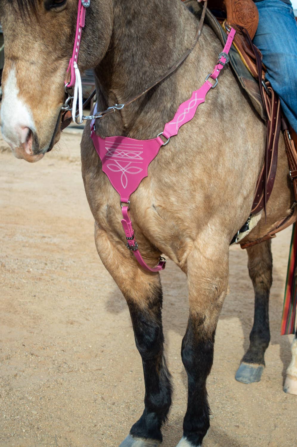 Schulz Equine - Wholesale Horseback Riding Gear - Pink Boot Stitch Headstall and Breast Collar Set3