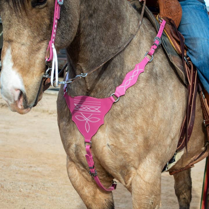 Schulz Equine - Wholesale Horseback Riding Gear - Pink Boot Stitch Headstall and Breast Collar Set3