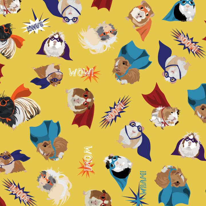 Lorna Syson - Venta al por mayor Sobre de papel de regalo - Papel de regalo Superhero Guinea Pig, papel de regalo1