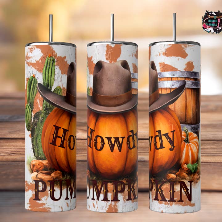 Howdy Pumpkin Tumbler for wholesale by Rockin K and Double J