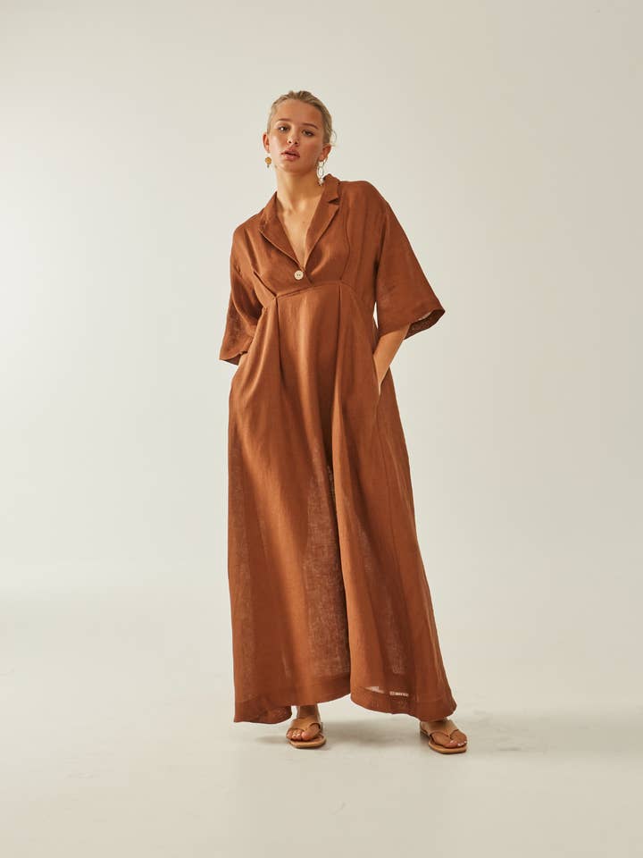 Linen Maxi Dress for wholesale by ANTHERIS