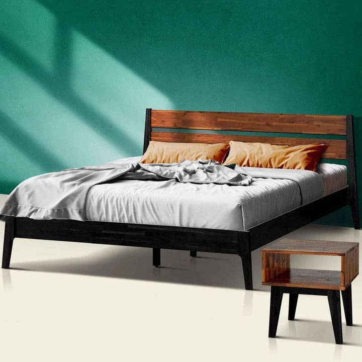 Acacia Callisto Solid Wood Bed Frame and Nightstand Set for a Stylish Bedroom for wholesale by Megsu