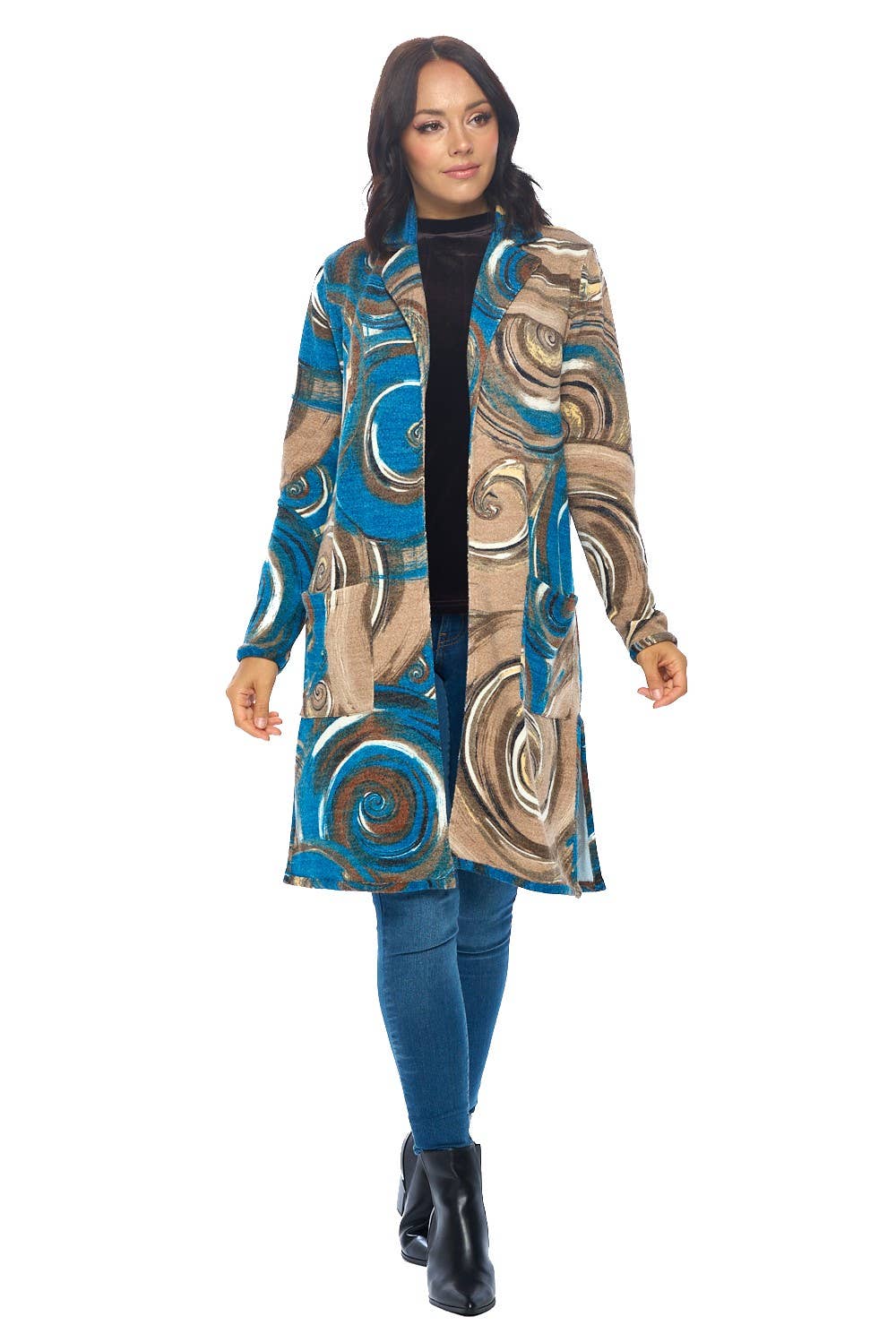Blue Mocca Bailey Open Front Coat for wholesale on Faire1