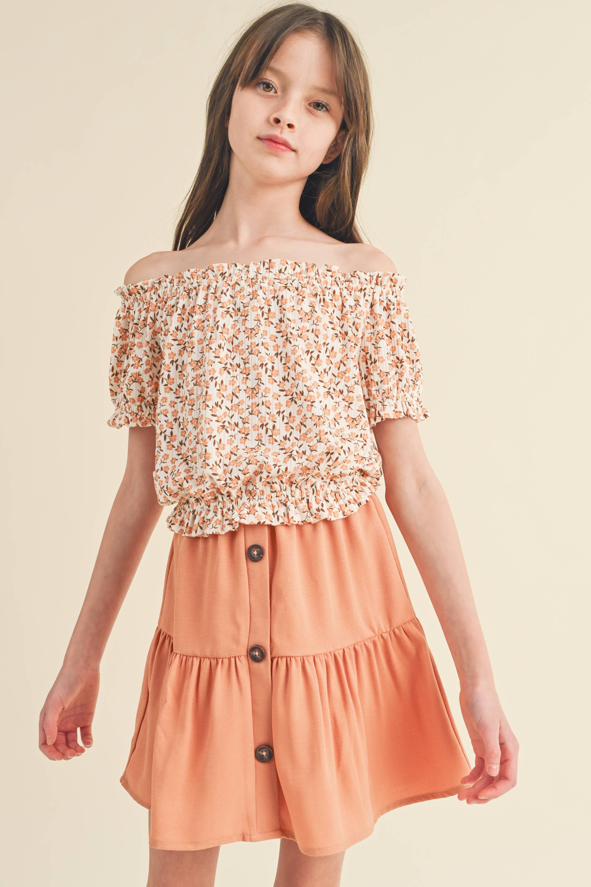 heart and arrow - Wholesale Top & Skirt Set - Kids - TWEEN KIDS GIRLS PEASANT TOP TIERED SKIRT SET (7-14)2