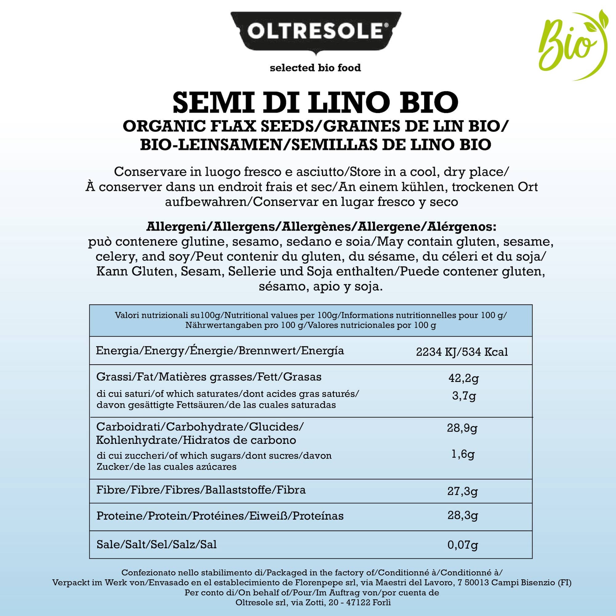 Oltresole - Wholesale Seeds/Kernels - ORGANIC FLAXSEEDS 3 Kg3