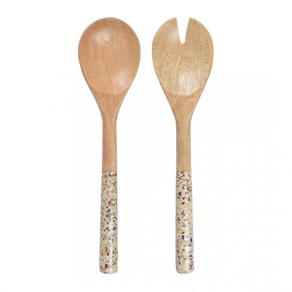 AULICA – Utensílios para servir por atacado – Pegadores de salada com cabo marmorizado0