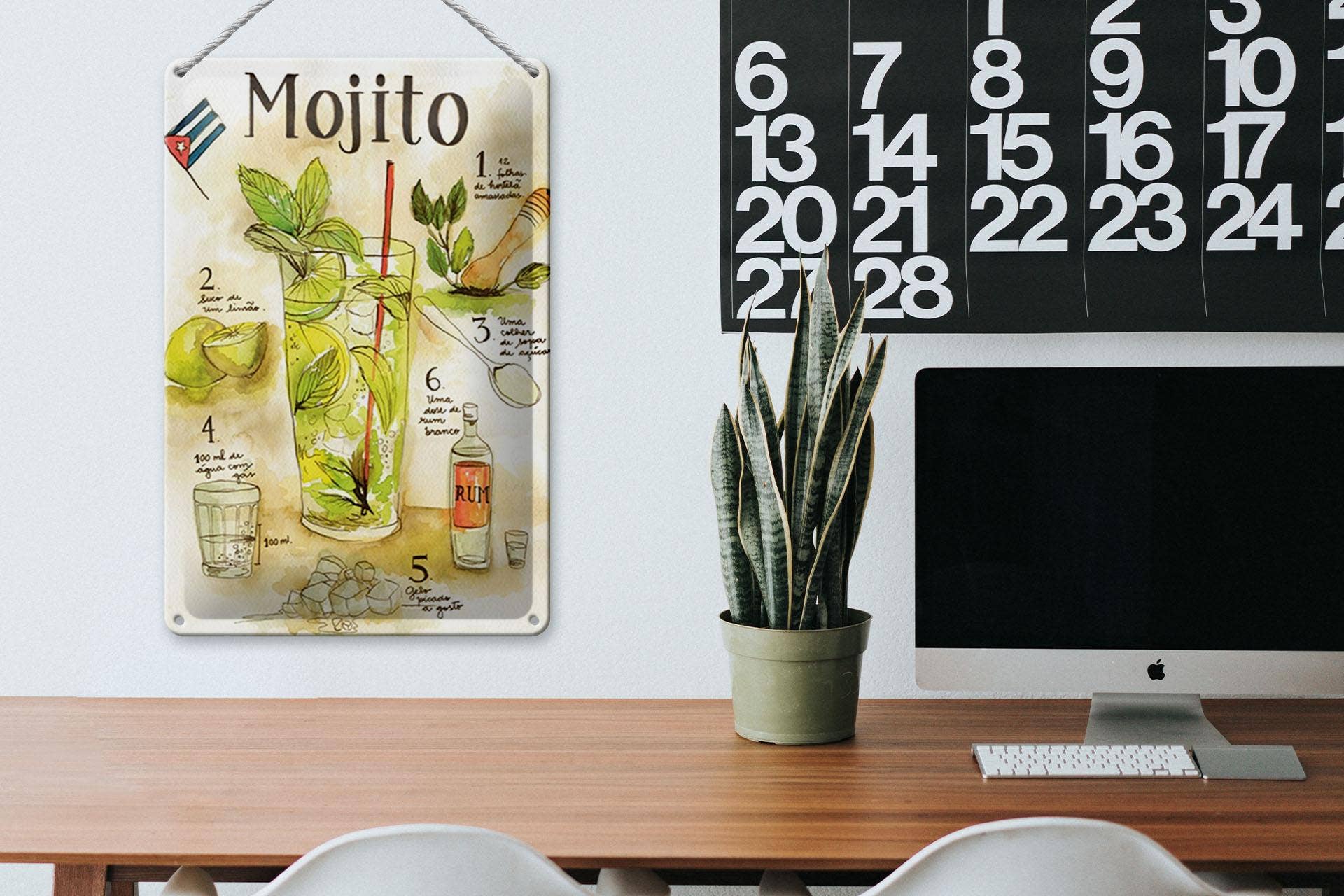 Femer – wholesale Sign – Tin Sign Recipe 20x30 cm Mojito Rum Suco de Limão Agua Deco Sign3