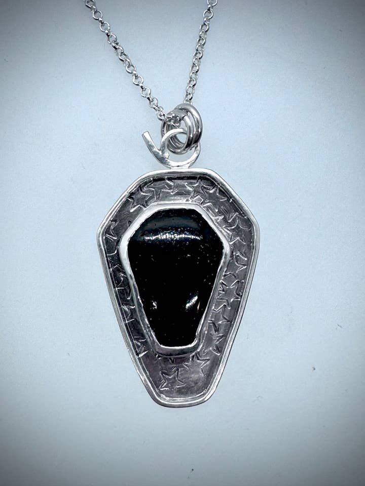 Sterling and Black Tourmaline Coffin Necklace for wholesale by Morgan McGeehan Designs