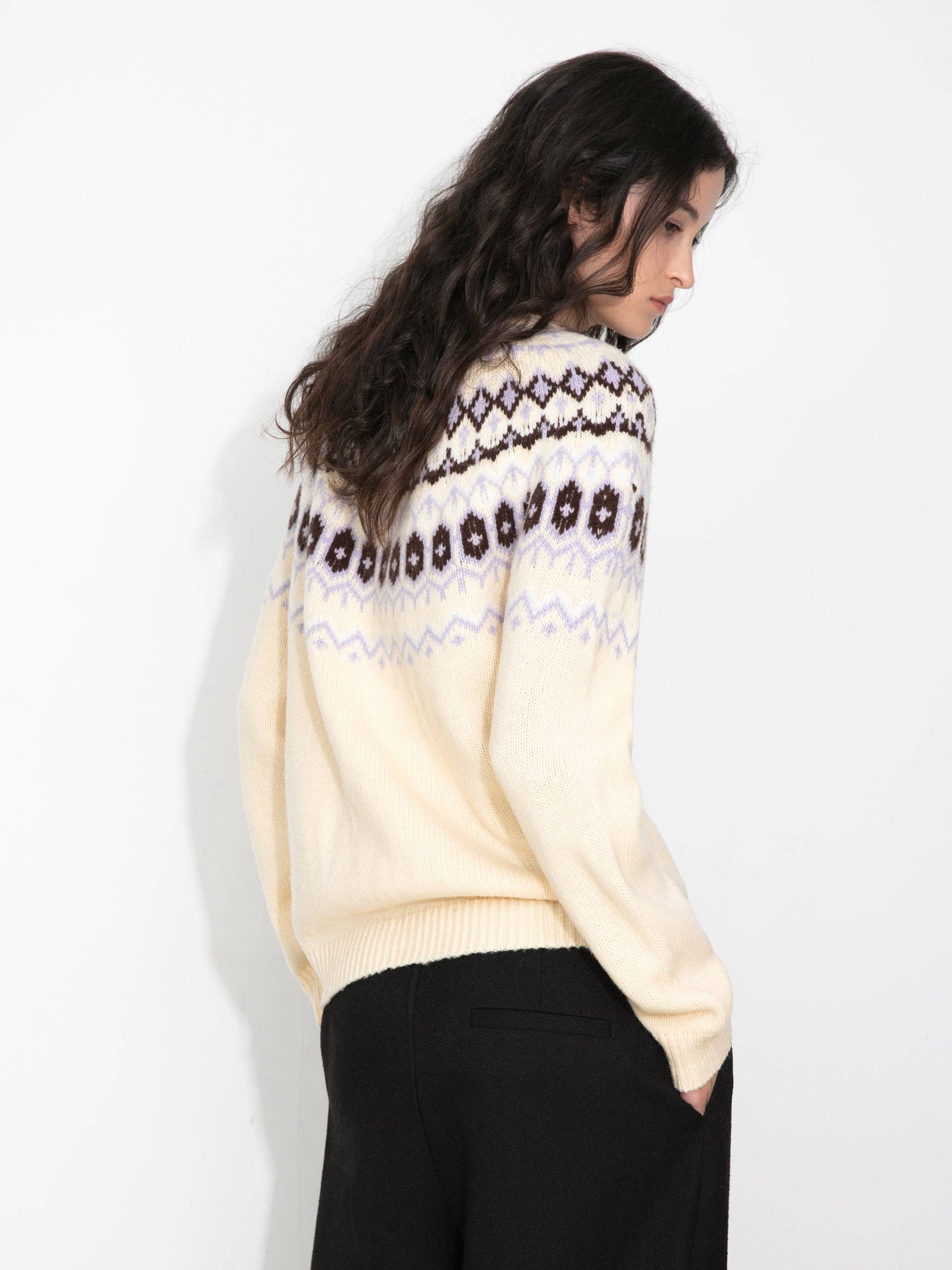 CUBIC - Wholesale Cardigan - Women's - 100% Wool Fair Isle Wool Knit Cardigan9