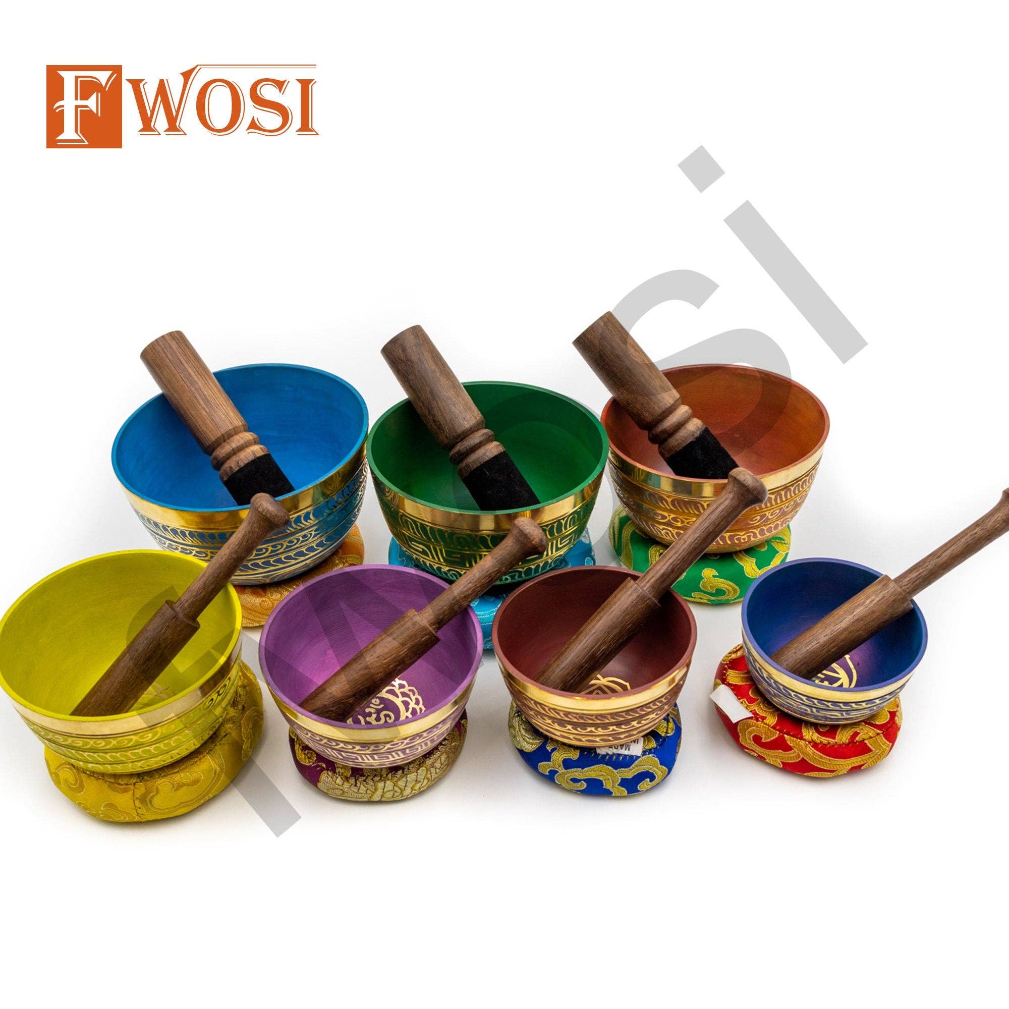 Fwosi - Wholesale Meditation Supplies - Tibetan Singing Bowls Set | Antique Mindfulness Bell Meditation Bowl Yoga Therapy | Healing Bowl | Sound Bowl | Self-Care Gift5