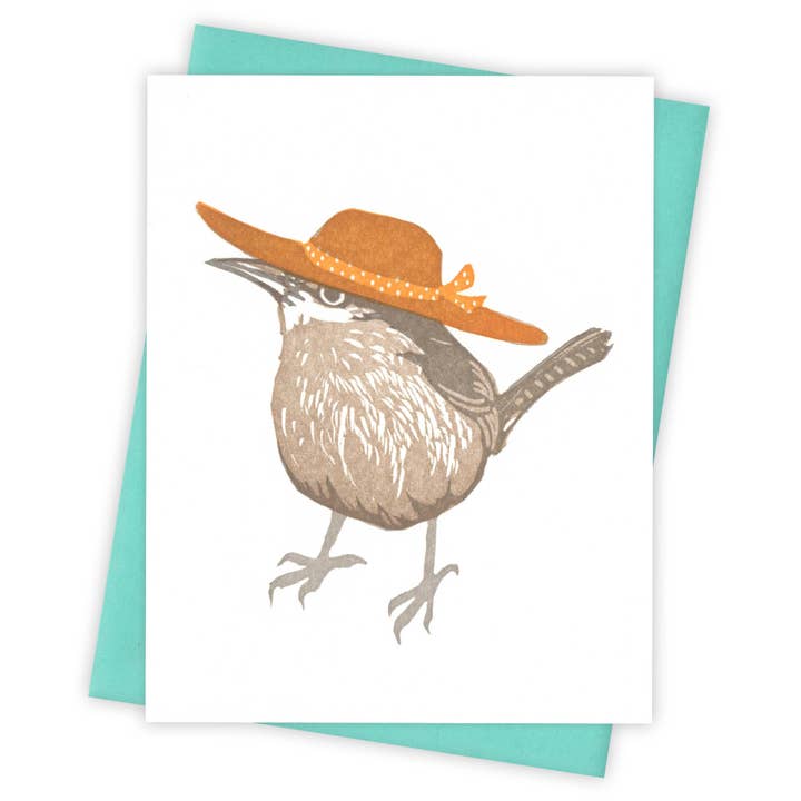 Summer Fashion Wren Card for wholesale by Burdock & Bramble