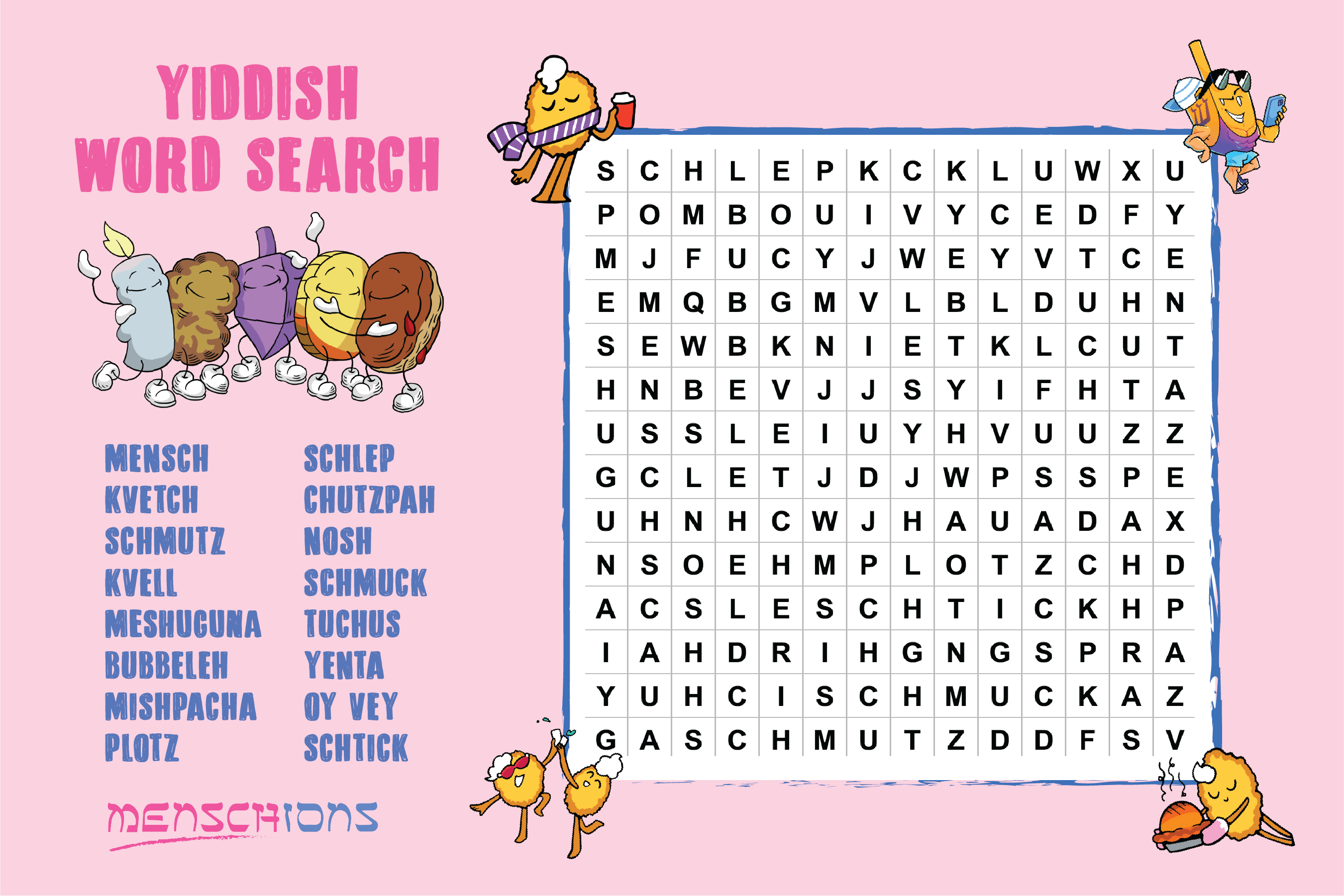Menschions - Wholesale Puzzle - Adult - Funny Yiddish Word Search (Pack of 10)1