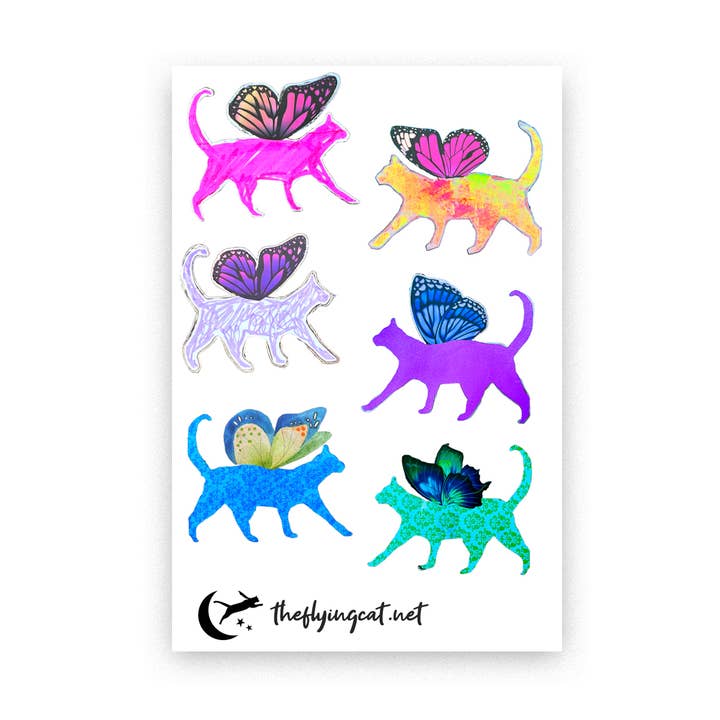 Feuille d'autocollants Fairy Cats pour la vente par The Flying Cat