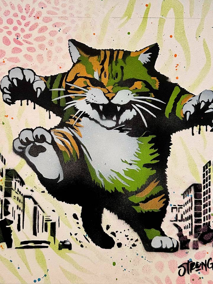 Decoración del hogar, arte, diversión, único - "Impresiones de arte Catzilla" para venta al por mayor de Art For Dudes