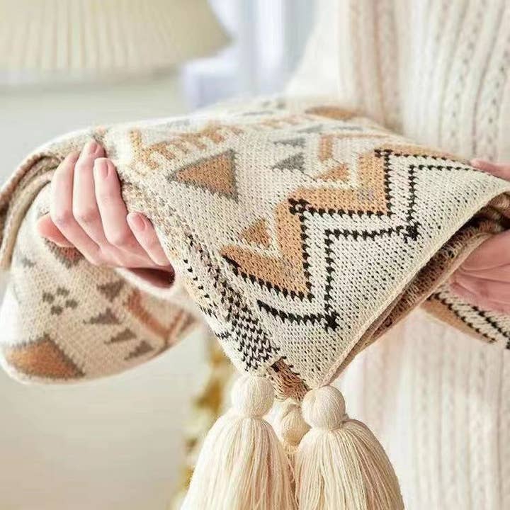 ACCITY - Wholesale Throw Blanket - KNITTED BOHEMIAN SOFA BLANKET_CWMM0412