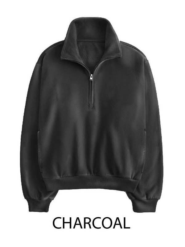 Vanilla Monkey - Wholesale Sweatshirt - Women's - Burn Out Half Zip Up With Mock Neck Collar