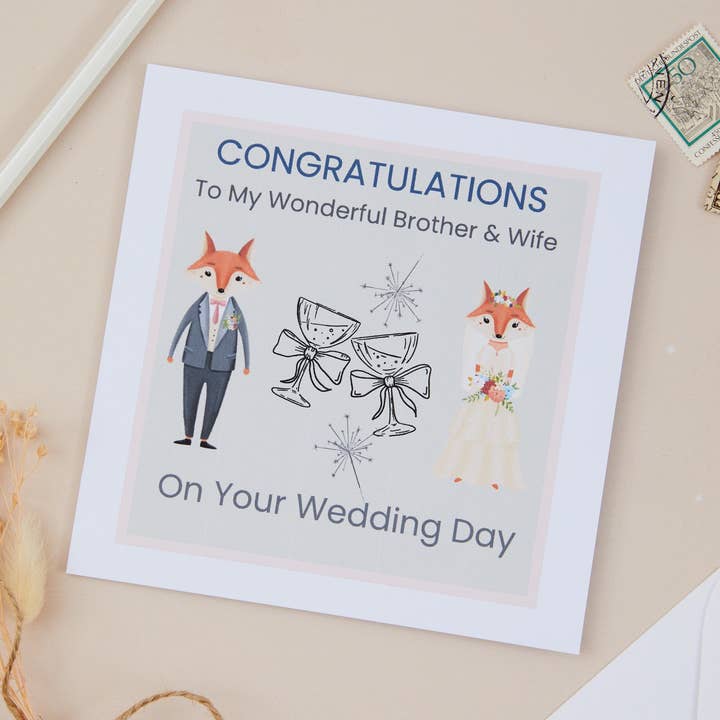 Brother Wedding Day Congratulations Card for wholesale by Susiedoesstationery