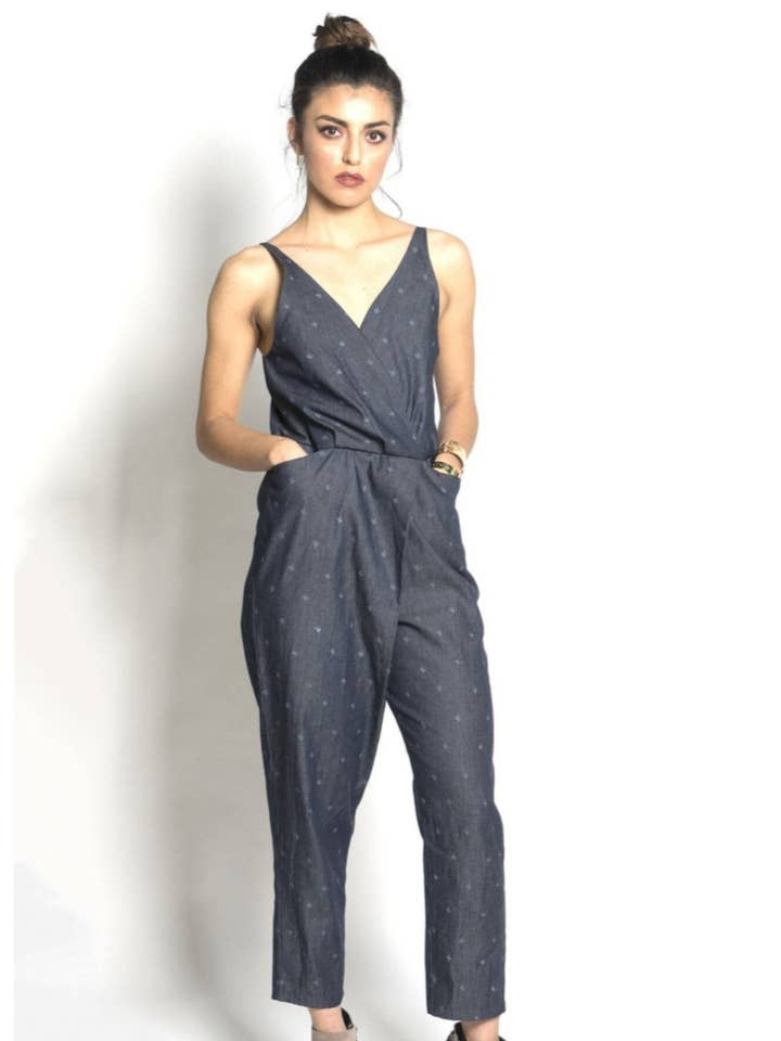 Baby Cacti Denim Strappy Jumpsuit for wholesale by Symbology