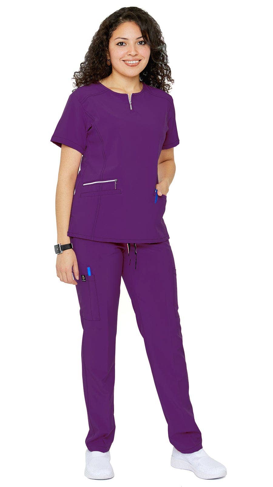 Dress A Med – wholesale Healthcare uniform – Women's – Women's Soft Stretch Silver Zipper Uniform Scrubs - Style ST4006