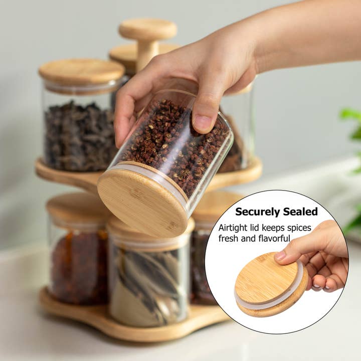 Quickway Imports – wholesale Spice rack – Basicwise Minimalist Two-Tier Bamboo Lazy Susan Turntable8