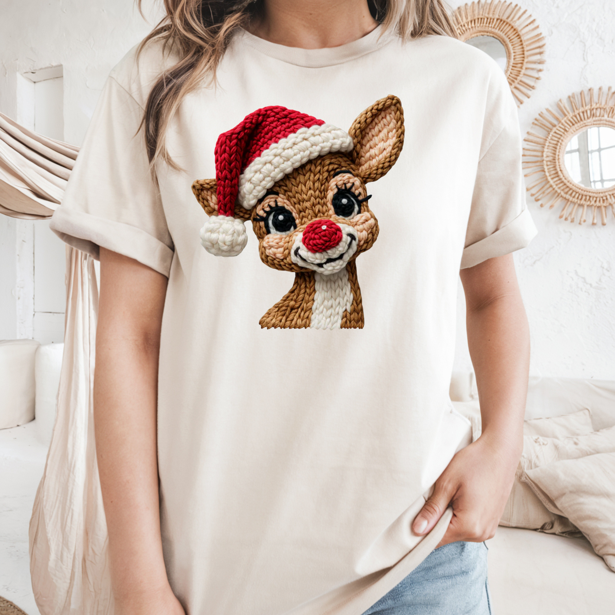 Sam & Seb Co. - Venta al por mayor Sudadera estampada - Unisex - Sudadera o Camiseta de Cara de Reno de Hilo Sintético5