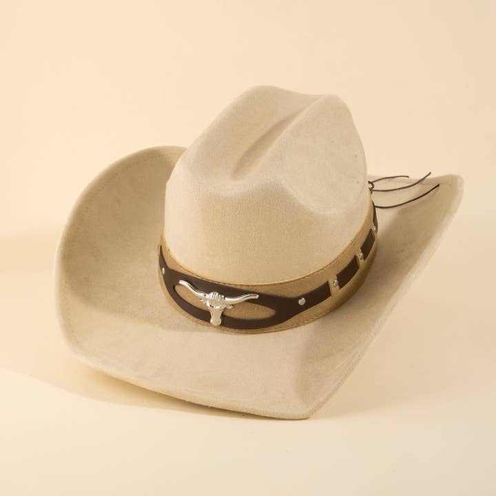 Decorative Longhorn Detail Band Cowboy Hat for wholesale by Anarchy Street