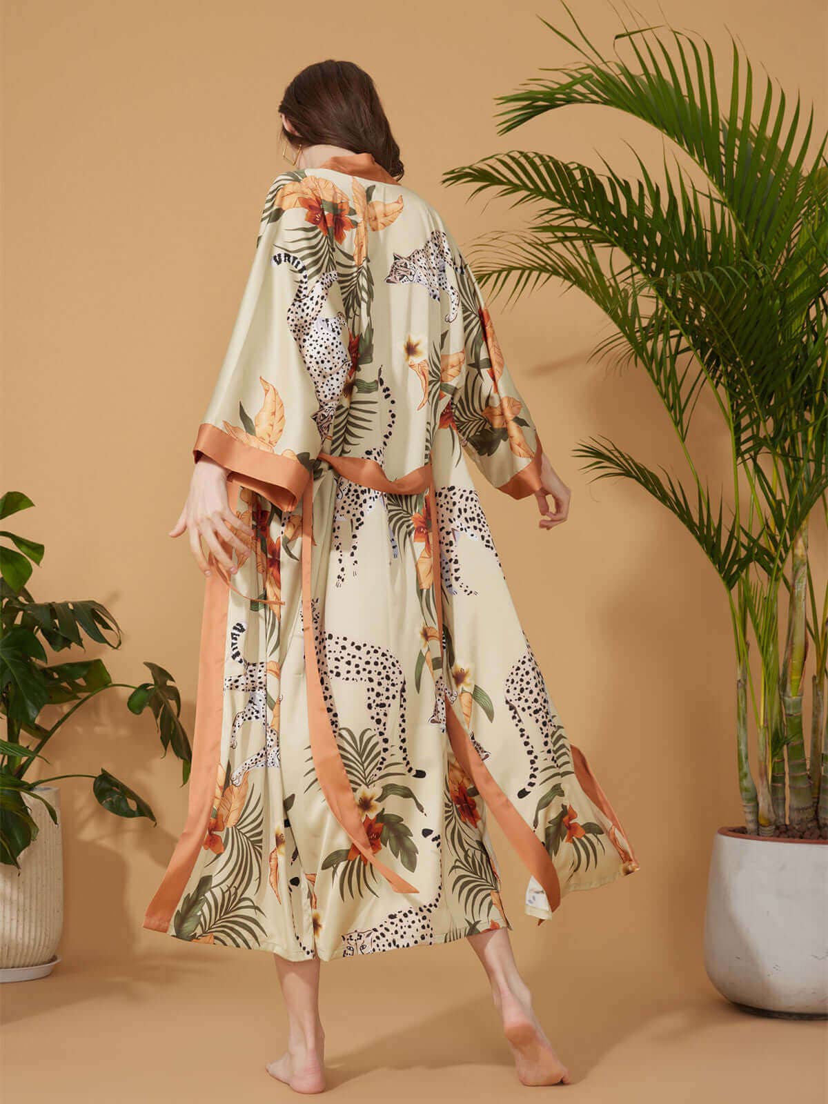 Orange Leopard Kimono Robe for wholesale on Faire5