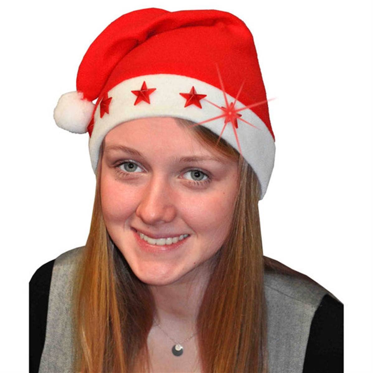 TSJJ - Wholesale Santa Hat - 5 Star Luminous Christmas Hat for Adults0