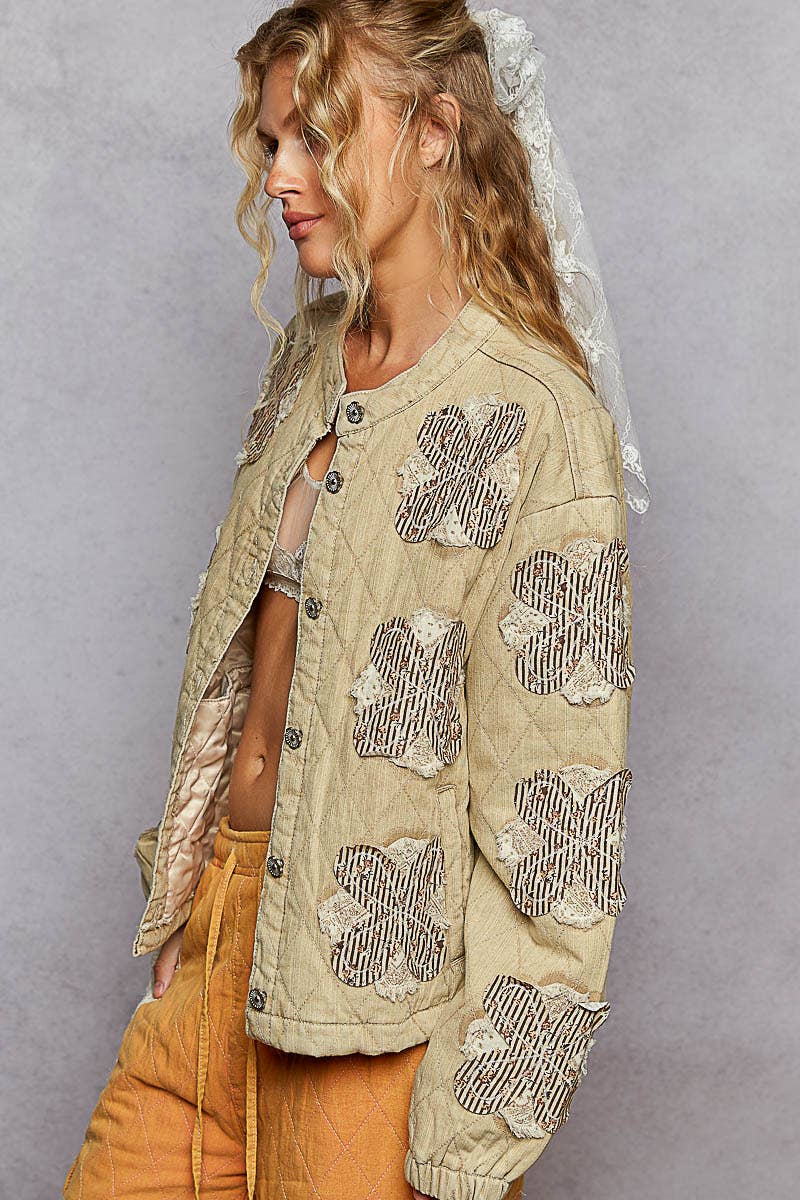 Pol Clothing - Wholesale Jacket - Women's - Mock neck balloon sleeve oversized fit quilted Jacket11