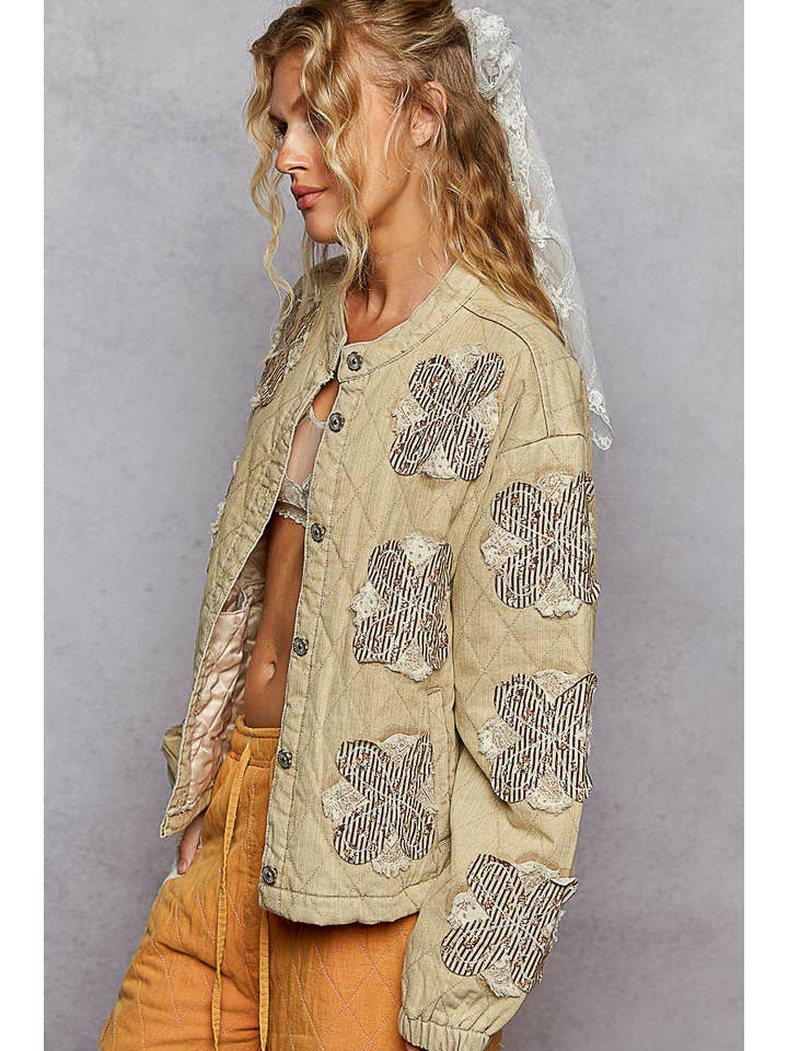 Pol Clothing - Wholesale Jacket - Women's - Mock neck balloon sleeve oversized fit quilted Jacket11