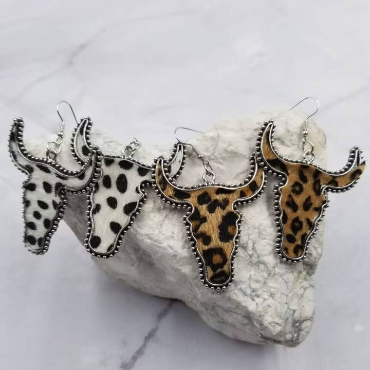 Western Leopard Cow Earrings for wholesale by The Pretty Jewellery