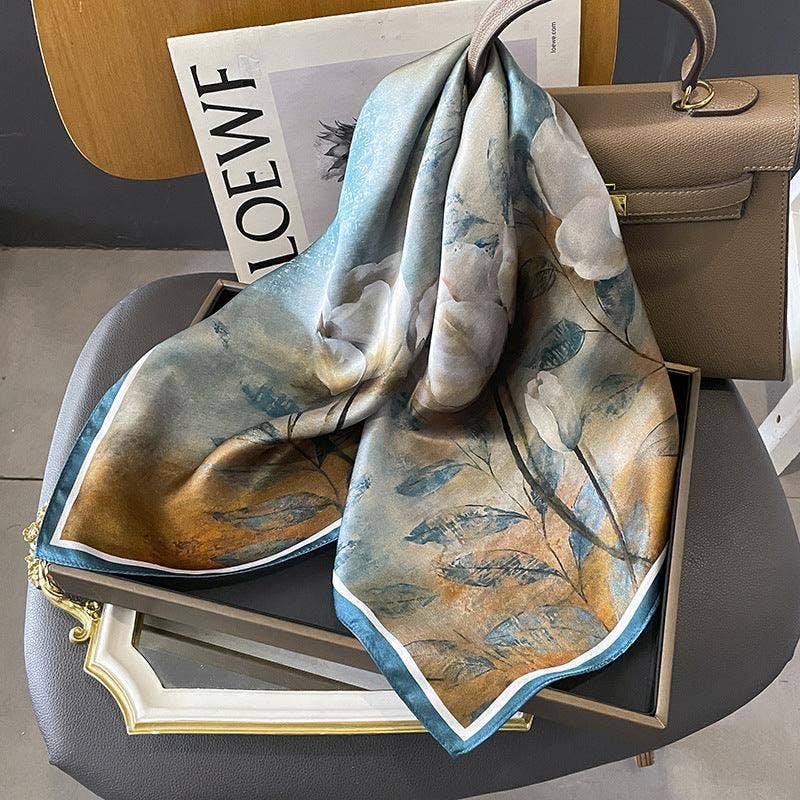 SueSilkHK – wholesale Scarf – Women's – Japanese Watercolor Painting mulberry silk scarf/70CM 100% mulberry silk scarf/Silk shawl/Gift for her2